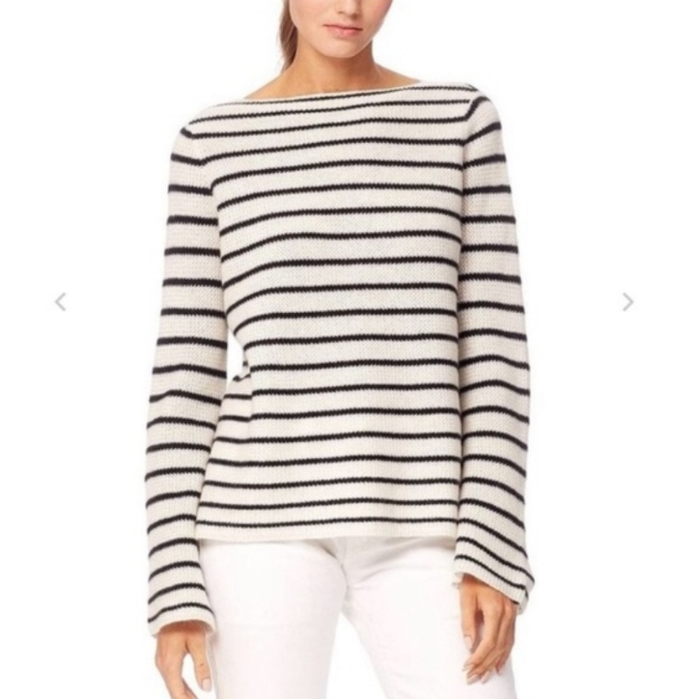 Timeless 360 Cashmere Faye Striped Sweater Black and White Size S